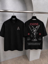FORGED IN PURPOSE — playera oversize negra, frente y espalda